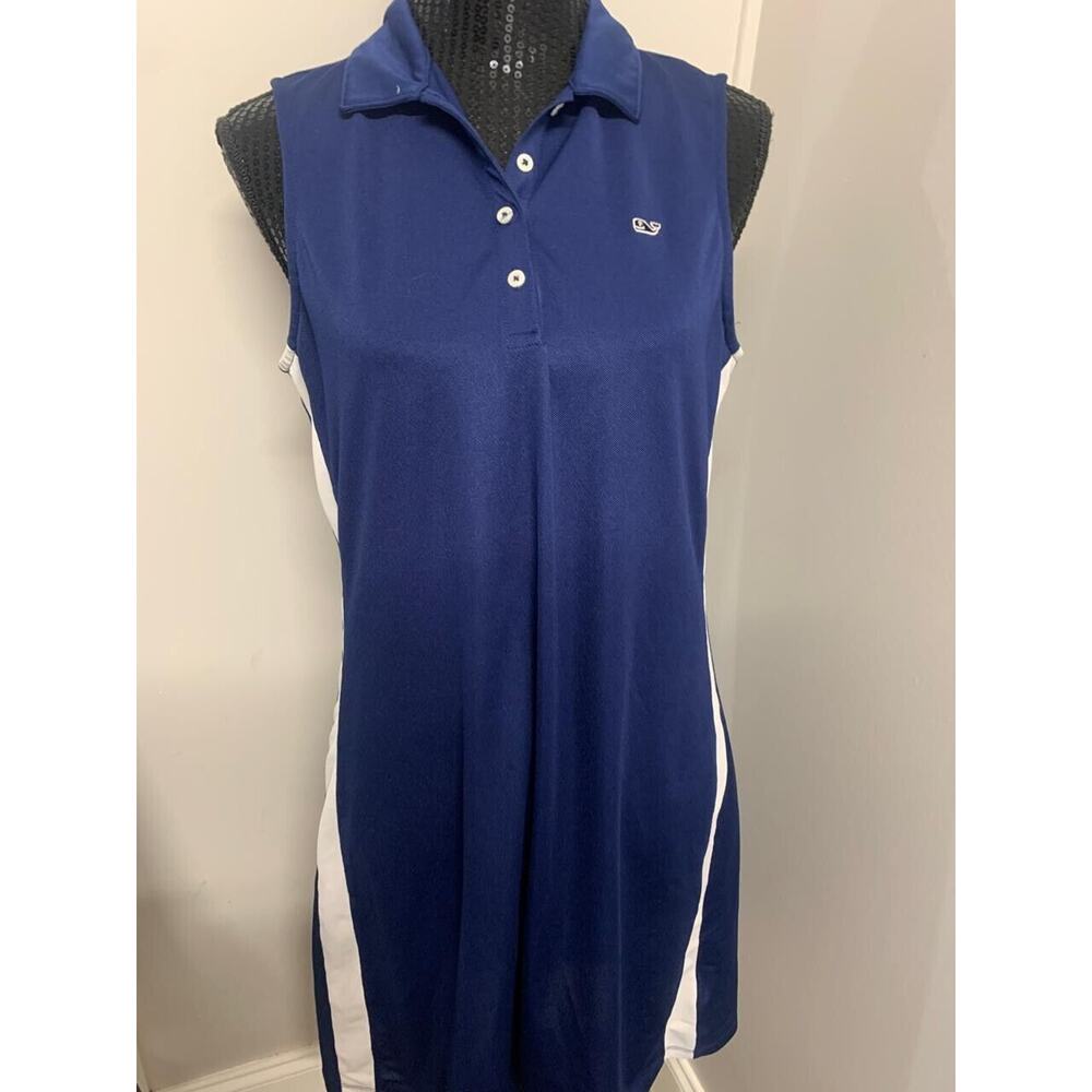 Vineyard Vines Performance Polo Dress Sleeveless Blue M Women's A38